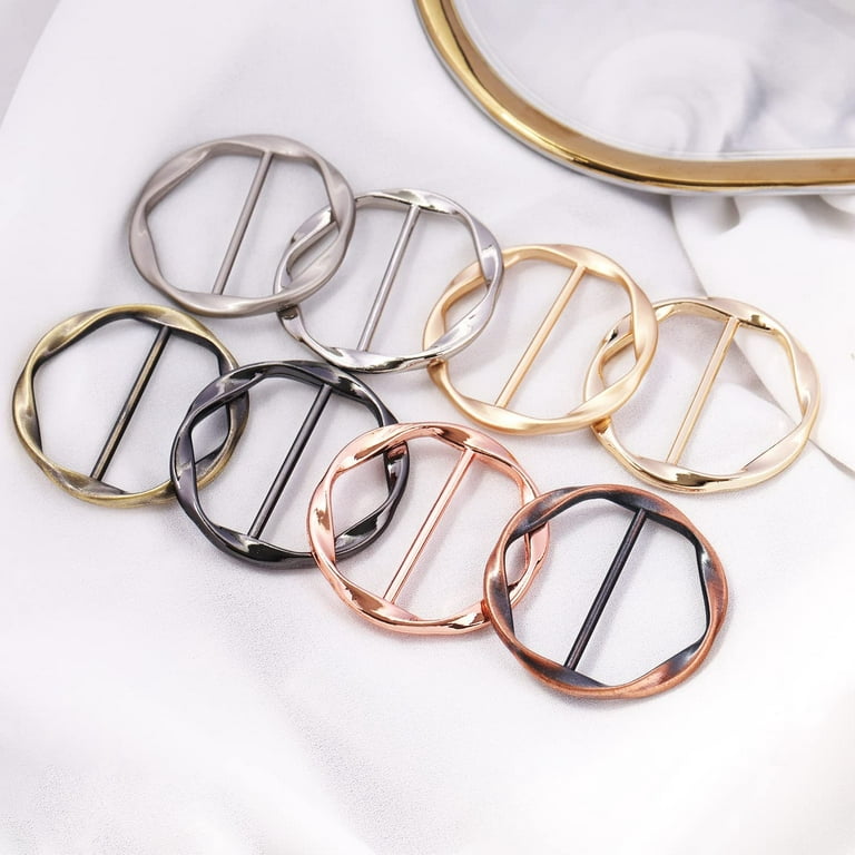 Dongzhur 4 Pcs T-Shirt Clips Silk Scarf Ring Clip Metal Scarf Clips Ring Women Fashion Clothing Ring Wrap Holder Metal Round Circle Clip Buckle