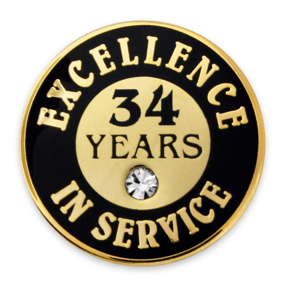 PinMart Gold Plated Excellence in Service Enamel Lapel Pin w