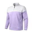thumbnail image 6 of Men's Casual Pullover Sweatshirt Polyester Solid Patchwork Zipper Standing Collar Long Sleeve Comfort Stretch Fashion | Zenithor,Purple 3XL, 6 of 9