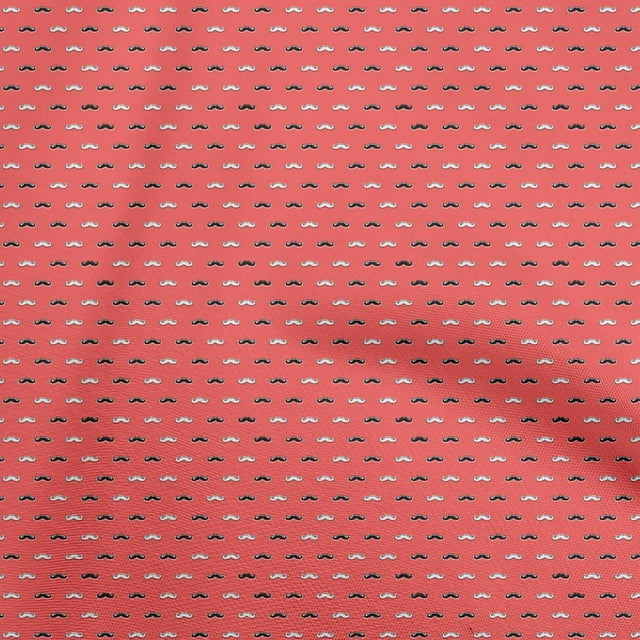 oneOone Tissu Jersey Viscose Rouge pour Conversation Moustache, Tissu Imprimé au Mètre 60 Pouces de Large