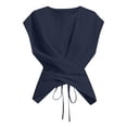 thumbnail image 5 of VBVC Women's Twist Back Cap Sleeve Top , Ladies' Crew Neck Fitted Wrap Blouse , Casual Summer Dressy Tank Top For Women,Navy,XS-XL, 5 of 10