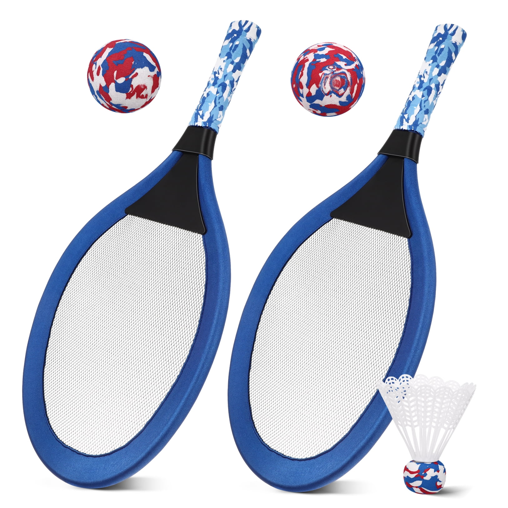Masteelf 3 Pairs Children's Tennis Racket Kids Palying Badminton Oval Rackets Game Props for Kindergarten Primary School Outdoor Sports (Blue)
