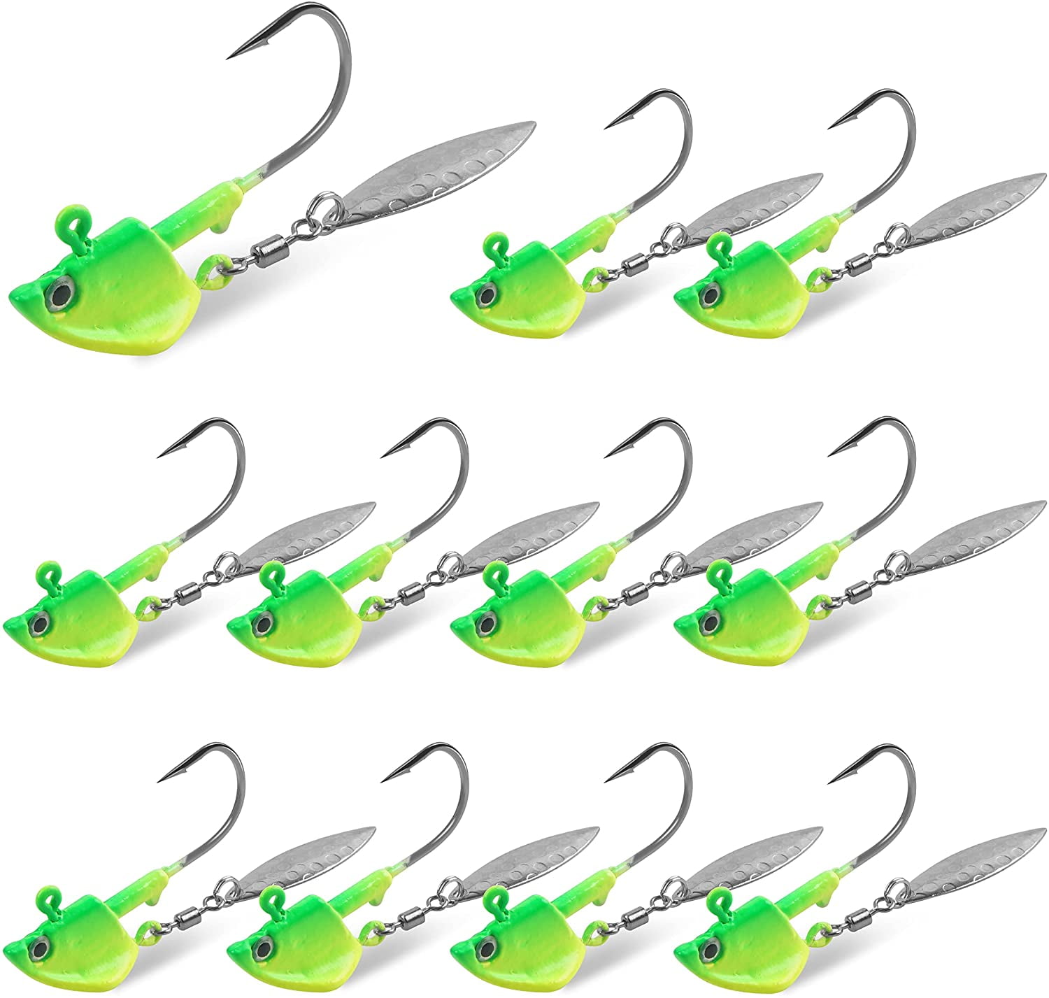 Jig Heads Kit Fishing Jig Head Hooks with Willow Blade Swimbait Jig