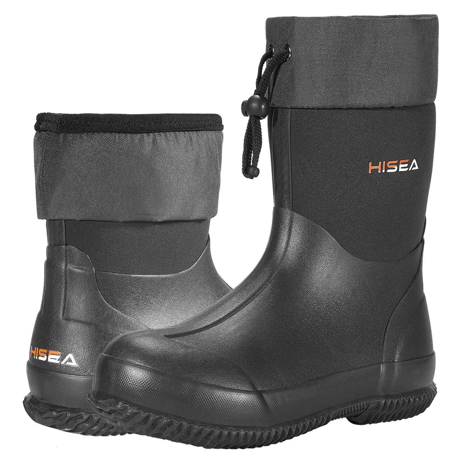 HISEA Men's Ankle Rain Boots Waterproof Garden Boots Rubber Muck Mud Boots Outdoor Work Boots