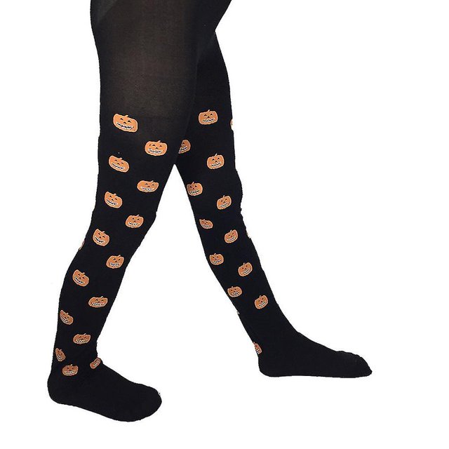 Medias pantimedias de calabaza de Halloween para niños (negro)