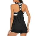 thumbnail image 3 of Tankini Swimsuits for Women Tops With Shorts Women Bathing Suits Black-White Thick Stripes M, 3 of 8
