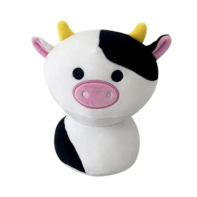 Lindo muñeco de peluche de vaca, juguete de peluche suave y abrazable. Blanco negro