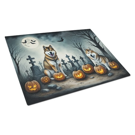 

Akita Spooky Halloween Glass Cutting Board Large 12 in x 15 in