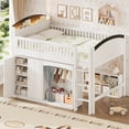 thumbnail image 3 of Euroco Wood Twin Loft Bed with Wardrobe and Desk for Kids Teens, White, 3 of 10
