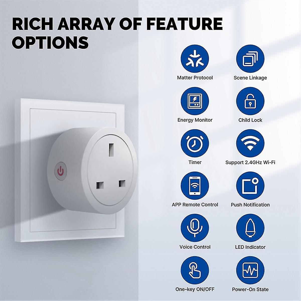 Matter Wifi Socket Graffiti Smart App Remote Timing Multifuncional 16a ...
