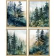 thumbnail image 2 of PixonSign Framed Wall Art Green & Teal Watercolor Forest Pine Trees Posters, Set of 4 Nature Wilderness Photography Realism Canvas Prints, Rustic Wall Décor for Home Decor - 8"x10" Natural, 2 of 5