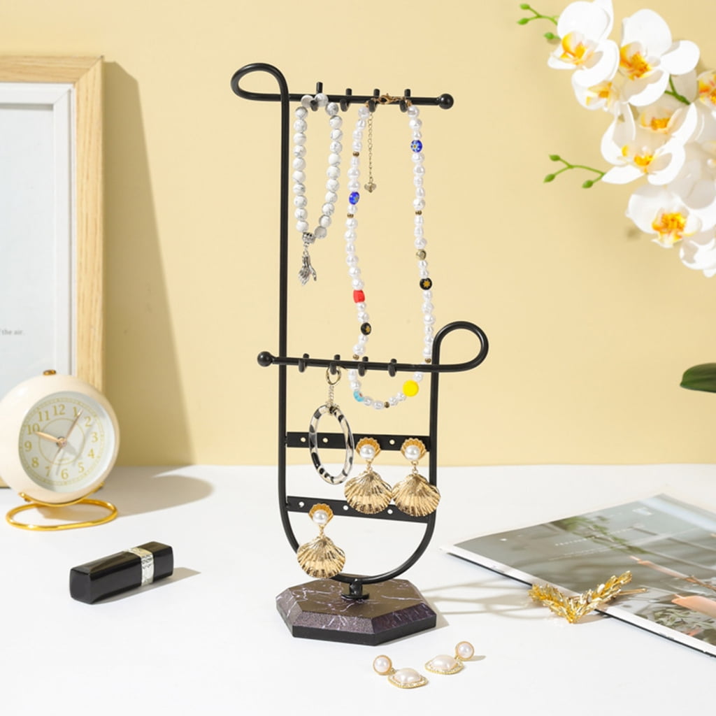 Oasiva Jewelry Organizer Holder for Earrings Necklaces Bracelets Marble Base Earring Display Stand Hanger U-Shape Display Rack