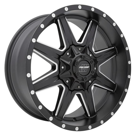 Pro Comp Wheels Wheel 5148-295550 Quick 8 Series; 20 Inch Diameter x 9.50 Inch Width; 5 x 150 Millimeter/5 x 5.91 Inch Bolt Pattern; 60 Degree Conical Seat Lug; 0 Millimeter Offset