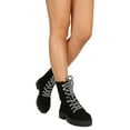 thumbnail image 6 of Women Faux Suede Striped Lace Up Lug Sole Combat Booties 19278, 6 of 6
