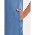 thumbnail image 5 of DARING DIVA Midi Denim Short Sleeve Button Down Tunic Jean Dress M Sky Blue, 5 of 7