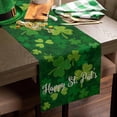 thumbnail image 3 of St. Patricks Day Table Runner 13x48 Inches Long Green Clover Runner for Table Leaves Nature Table Runners Cotton Linen Dresser Scarf for Kitchen Coffee Dining Spring Holiday Party Decor, 3 of 6
