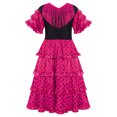 thumbnail image 4 of RUNQHUI Robe de Fête Festival Espagnol pour Filles avec Franges Jupe Maxi Lyrique à Volants Tenue de Danse Rose Vif 16, 4 of 6