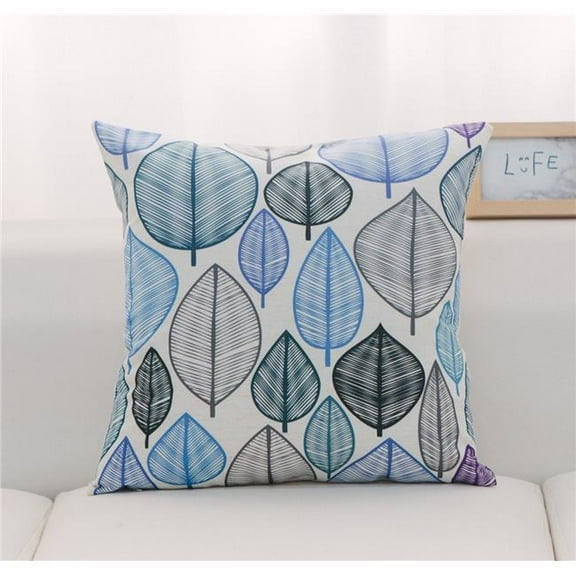 MDR Trading Inc. HU-LF1818IC04OP Blue, Gray And Black Leaves With Polyester Insert Pillow