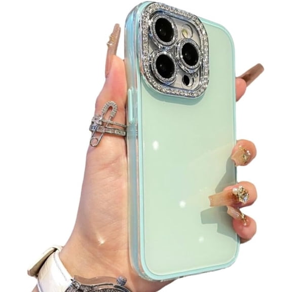 Bling Glitter Camera Edge Phone Case for iPhone (for iPhone 17 Air,Green)