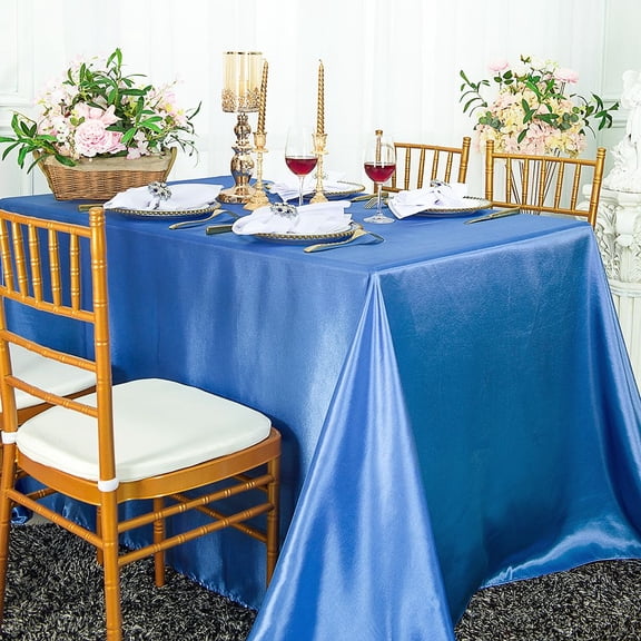Wedding Linens Inc. 72" x 120" Satin Rectangular Table Cover Tablecloth - Periwinkle