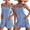 Light Blue, variant on Womens Cotton Linen Bib Overall Shorts Casual Loose Fit Pocket Jumpsuit Romper Adjustable Shortalls Summer