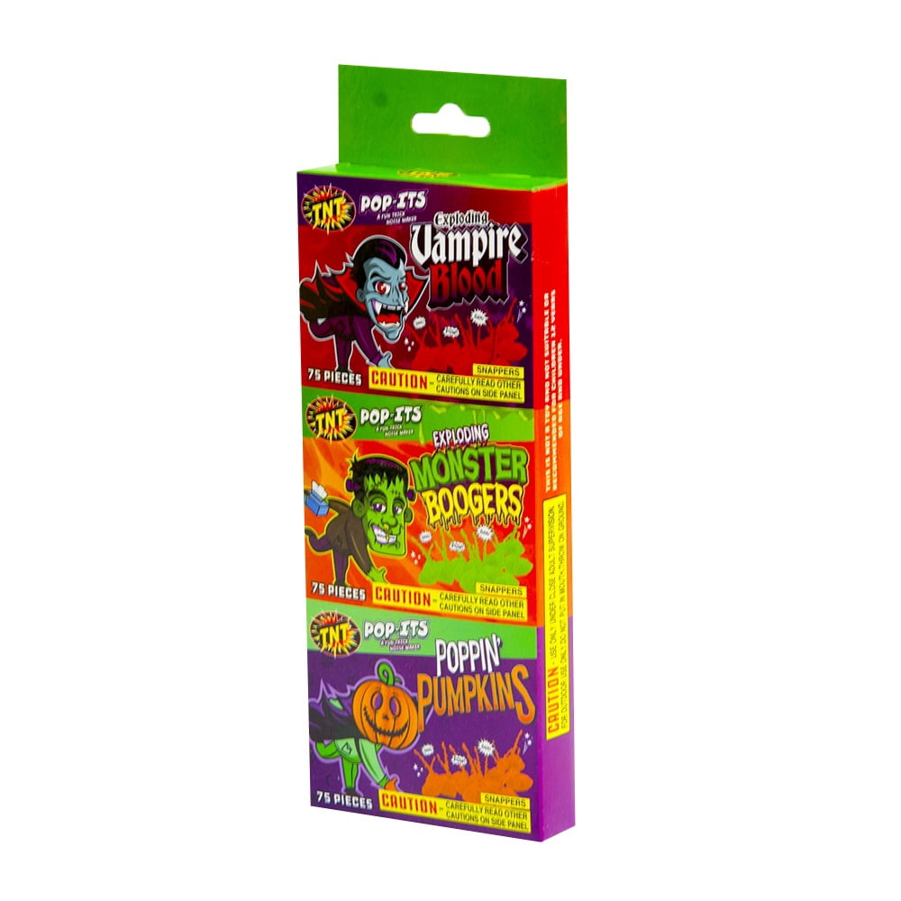 TNT Fireworks Halloween 3 Pack Pop-its,  Red Orange and Green Novelty Noisemakers, Party