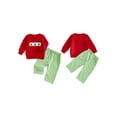 thumbnail image 2 of Rovasas Toddler Boys Christmas Outfits Sweatshirts and Plaid Long Pants Set, 2 of 9
