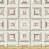 Geometric Upholstery Fabric by the Yard, Vintage Inspired Pattern with Concentric Pastel Toned Squares Design, Decorative Fabric for DIY and Home Accents, 3 Yards, Multicolor by Ambesonne