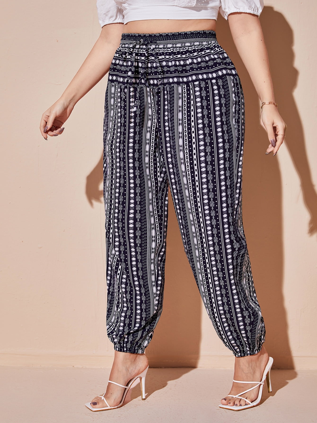 Summer Boho Blue and White Women's Plus 