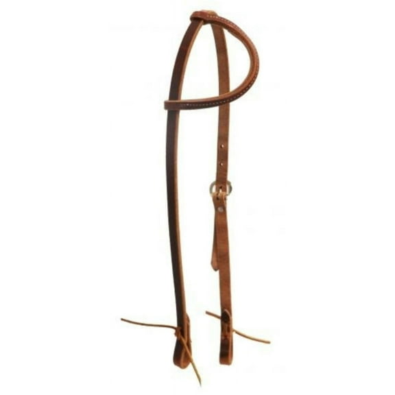 American Made Oiled Harness Leather Sliding One Ear Headstall w/ Tie Ends