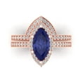 thumbnail image 2 of Clara Pucci 14K Rose Gold Marquise Cut 2Ct Simulated Tanzanite Engagement Ring + Matching Band - Luxury Box Included, 2 of 7