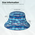 thumbnail image 4 of Daiia Ice Blue Stripes Pattern Bucket Hat - Trendy Cotton Sun Hat for Beach, Golf, Fishing - Fun Outdoor Vacation Boonie for Men and Women, 4 of 9