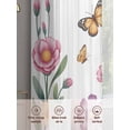 thumbnail image 6 of Pink Flowers Sheer Curtains 84 Inch Length 2 Panels Set Window Treatments, Spring Floral Butterfly Leaves Plants Pastoral Rod Pocket Semi Curtains for Living Room/Bedroom/Kitchen Décor, 104"W x 84"L, 6 of 7
