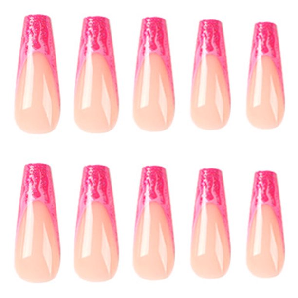 Pink False Nails with Flame Pattern Ultra Flexible for Lasting Comfort