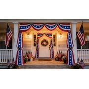 1Pcs 25 Ft Patriotic Bunting with 250 Stars, Red White Blue American Flag Banner for 4th of July, Independence Day, Memorial Day, Outdoor Indoor Door Porch Garden Decorations