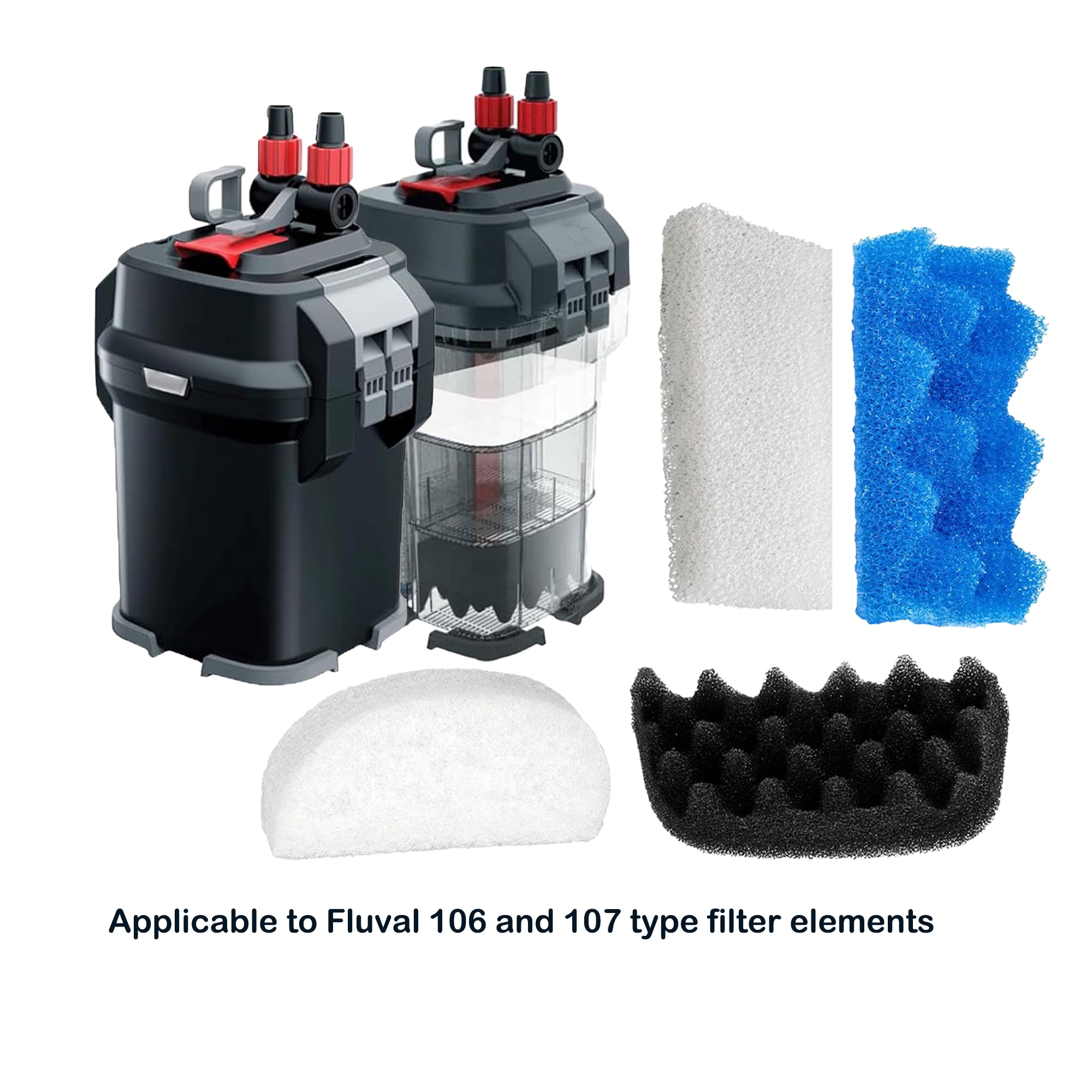 Genligt Aquarium Blue White Black Bio Sponge Foam Value Pack Compatible with Fluval 106, 107, 24 Pack