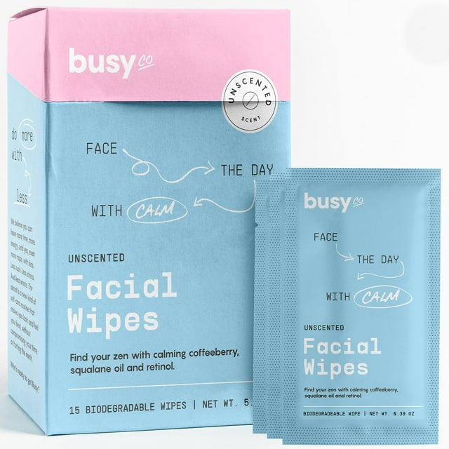 Toallitas faciales BUSYCO Calm Line, iluminadoras, sin perfume, 15 unidades