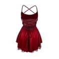 thumbnail image 5 of Women’s A-Line Mini Babydoll Dress – Spaghetti Strap Cowl Neck Ruffle Hem (2025 Partywear Essential), 5 of 9