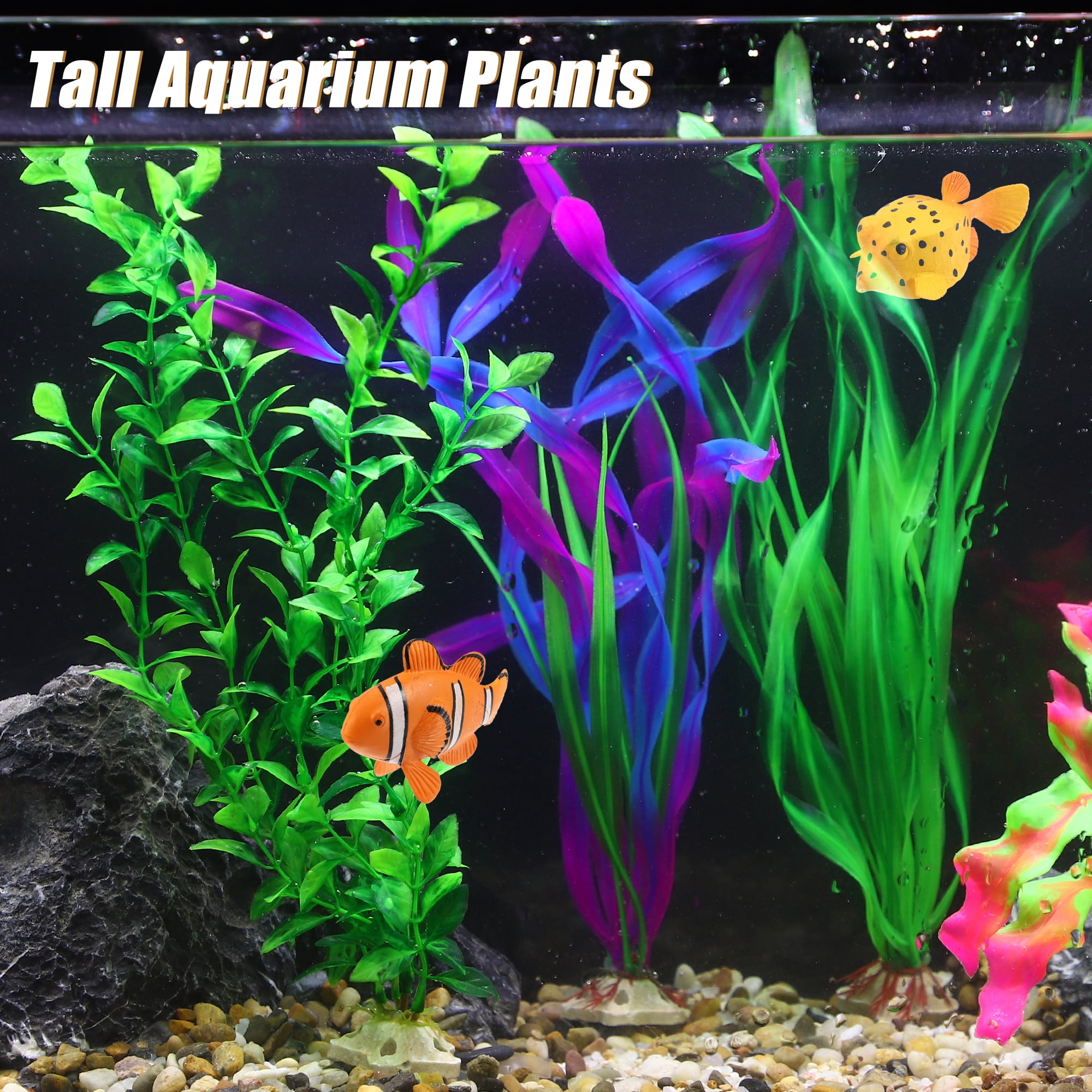 Unique Bargains Plastic Aquarium Plants Colorful Fish Tank Plant Decorations Set for Aquarium Decorations 16pcs