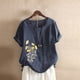 thumbnail image 2 of Camiseta Casual de Manga Corta con Botón de Cuello Redondo de las Mujeres, Tops Cortos para las Mujeres, 2 of 3