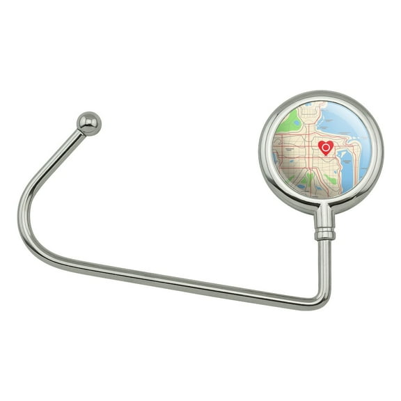 You Are Here Heart Map Skeleton Purse Bag Hanger Holder Hook