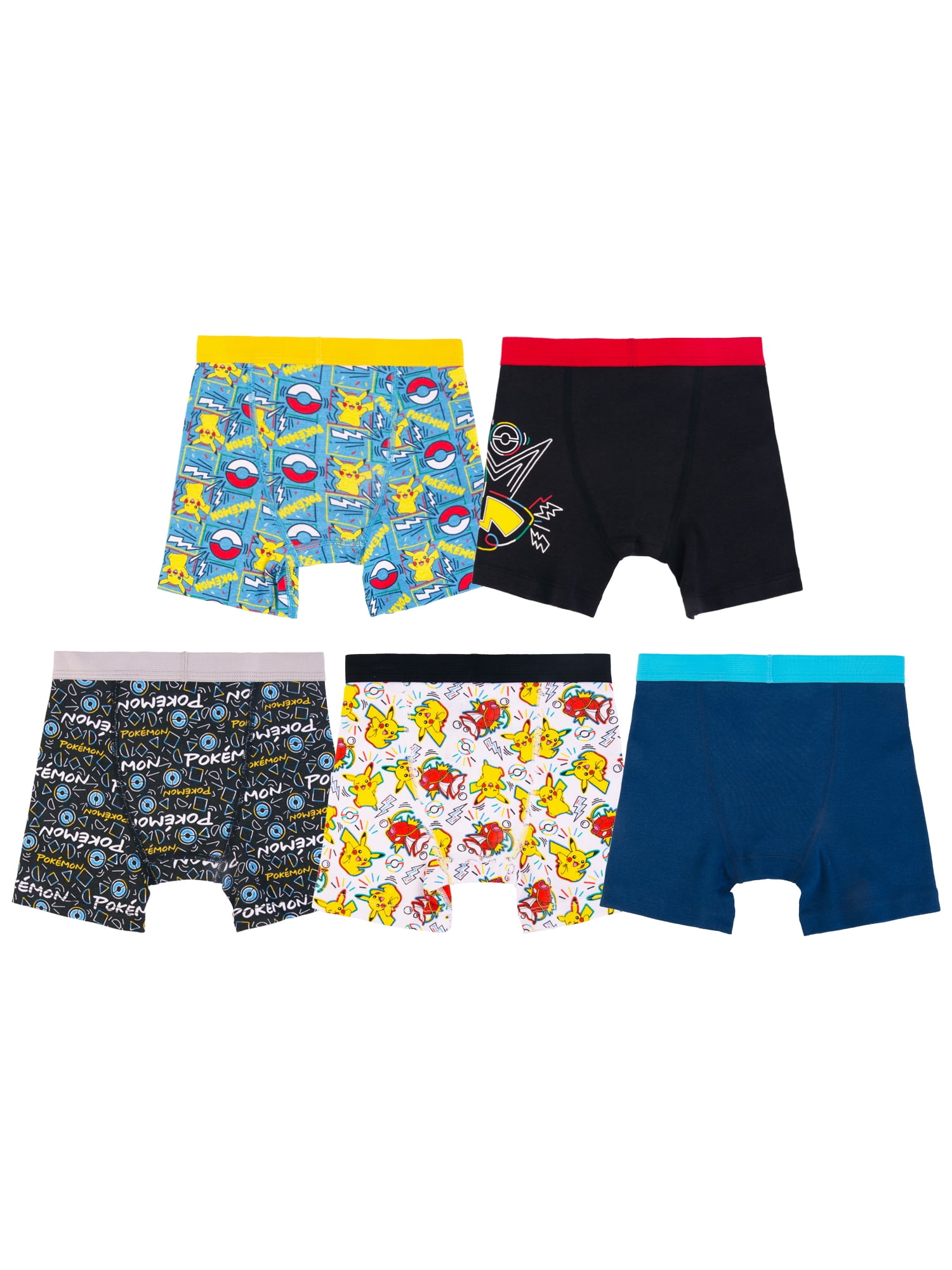 Pokemon Boys Cotton Boxer Brief Character Underwear, 5-Pack, Size 4-8