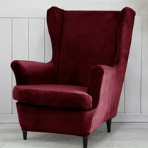 Rosnek Velvet Wing Back Slipcover Stretch Wingback Armchair Chair Polyester Cover Protector with Elastic Bottom for Living Room Bedroom Hotel