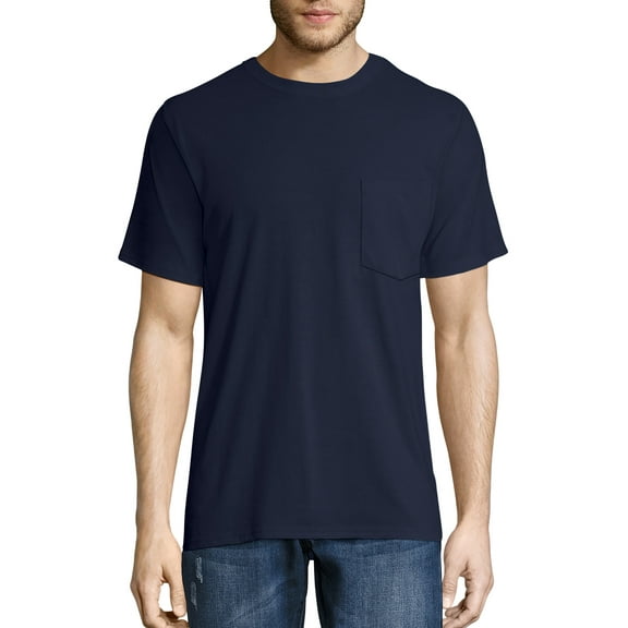 Hanes Men's and Big Men's Workwear Short Sleeve Pocket Tee (2-pack), Up To Size 4XL