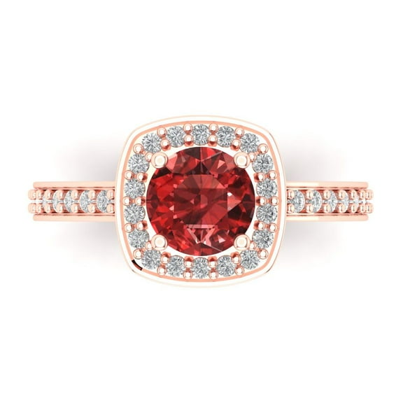 Solitaire with Accents Engagement Ring for Women - 1.335ct Natural Garnet in 18K Rose Gold Promise Ring