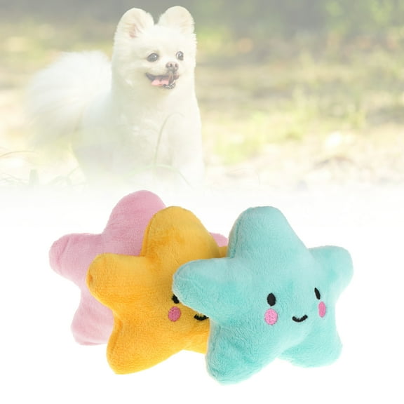 Acahhotxx Pet Toys, Fun Dog Interative Star Shaped Squeaky for Cat Teaser Soft Plush for Dogs Puppy Training - Pentagram Golden Yellow
