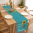 thumbnail image 3 of Teal Sunshine Sunflower Table Runner - 48 Inch Long, Kitchen Dining Table Runner Dresser Scarves, Pastoral Bees Farmhouse Floral Farmhouse Decor for Coffee Tables Wedding Party Banquet, 3 of 8