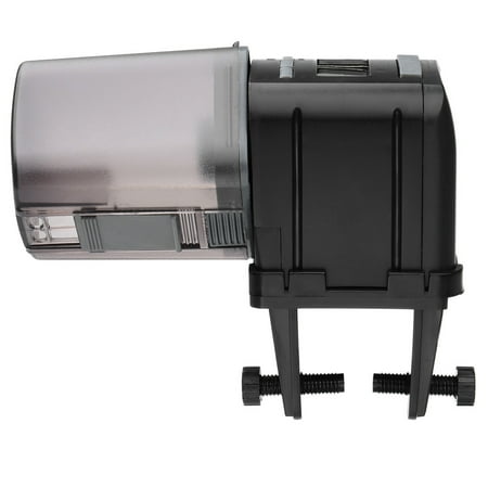 Automatic Fish Food Feeder Automatic Fish Feeder Programmable Multi-functional Fish Food Dispenser Auto Fish Food Timer with LCD Display and Feeding Time Setting, Suitable for Aquarium, Fish Tank and Turtle Tank, Black ()