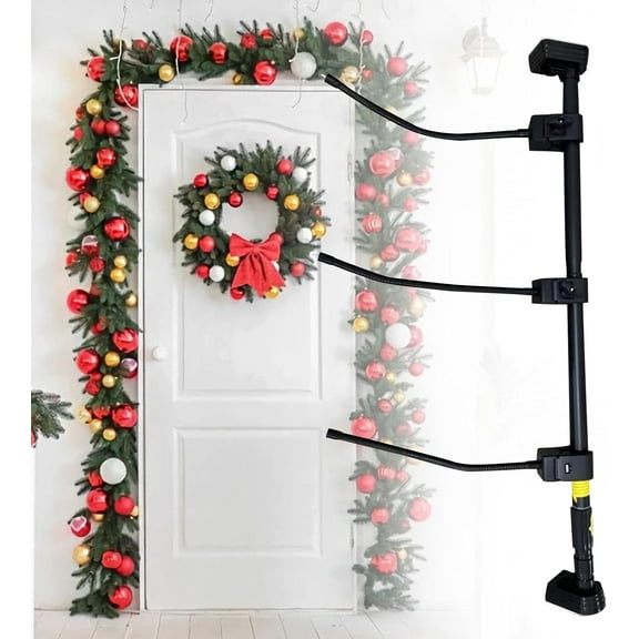 Christmas Garland Hanger for Front Door Frame,Garland Hanger for Front Door Frame,Adjustable ''18-80‘' Heavy-Duty Holder for Wreaths,Lights,Damage-Free No-Drill Design
