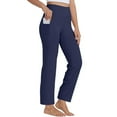 thumbnail image 2 of YDKZYMD Capri Pants for Women High Waist Workout Yoga Pants with Pockets Tummy Control Leggings Crop Straight Pants Navy XL, 2 of 4